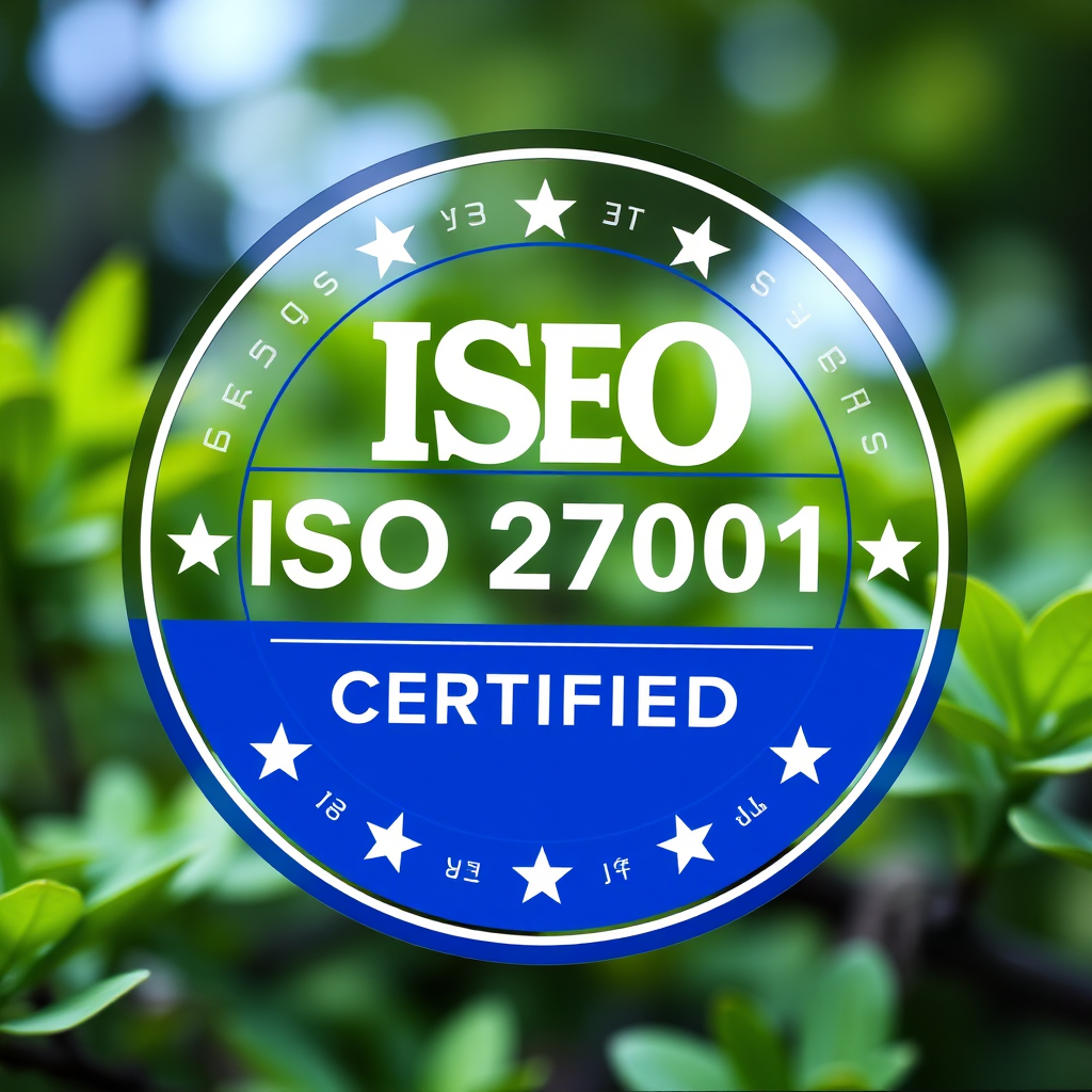 ISO 27001 certification badge for information security management